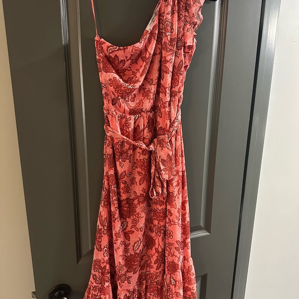 Pink One Shoulder Asymmetrical Sundress for Weddings